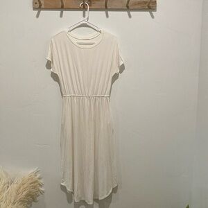 Off White Elastic Waist Tee Shirt Dress